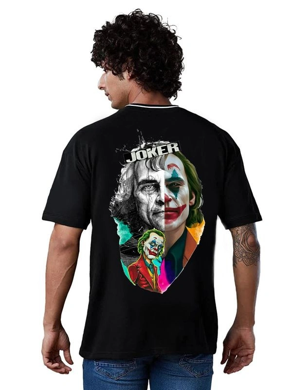 JOKER Graphic Full Back Print Oversized Drop Shoulder Stylish T-Shirt - M