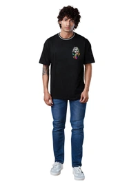 JOKER Graphic Full Back Print Oversized Drop Shoulder Stylish T-Shirt - M