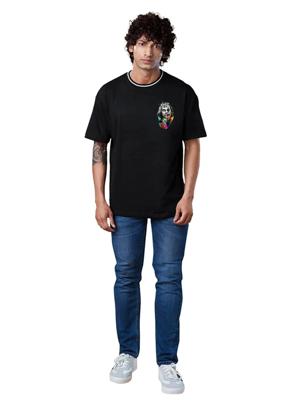 JOKER Graphic Full Back Print Oversized Drop Shoulder Stylish T-Shirt - M