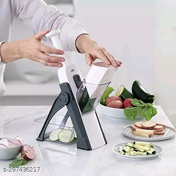 Stainless Steel Adjustable Slicer with Spring Slicer Safety Holder Ideal Mandoline for Multipurpose