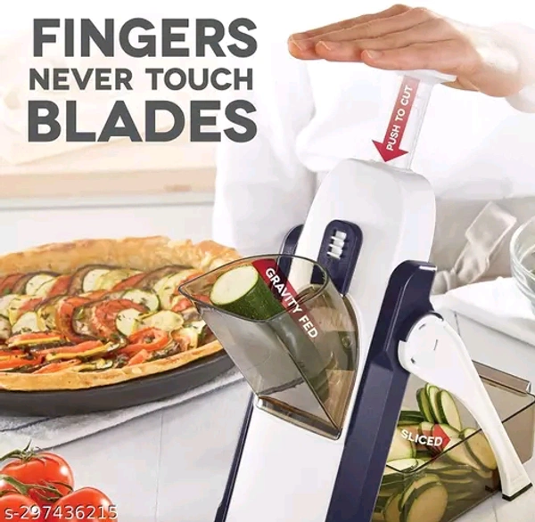 Stainless Steel Adjustable Slicer with Spring Slicer Safety Holder Ideal Mandoline for Multipurpose