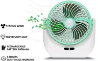   Mini Rechargeable Fan With SMD Led Light - Aquamarine
