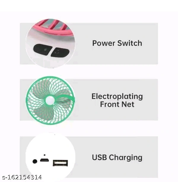   Mini Rechargeable Fan With SMD Led Light - Aquamarine