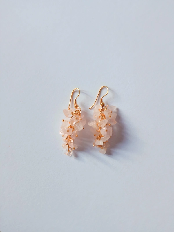 Meera Jewels Earring - Azalea, Rose Quartz