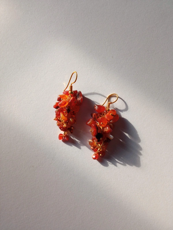 Meera Jewels Earring - Persian Red, Onyx