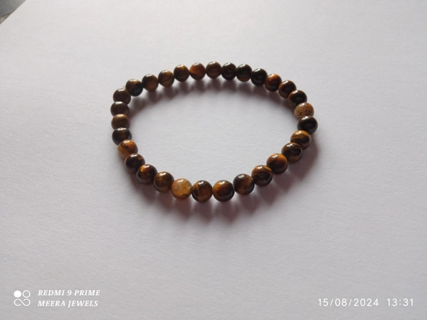 Meera Jewels Beads Bracelet - Hawaiian Tan, Tigers Eye