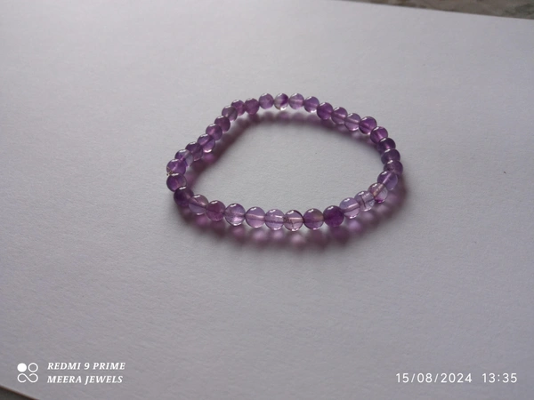 Meera Jewels Beads Bracelet - Fuchsia Blue, Amethyst