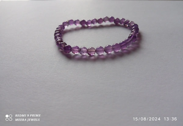 Meera Jewels Beads Bracelet - Fuchsia Blue, Amethyst