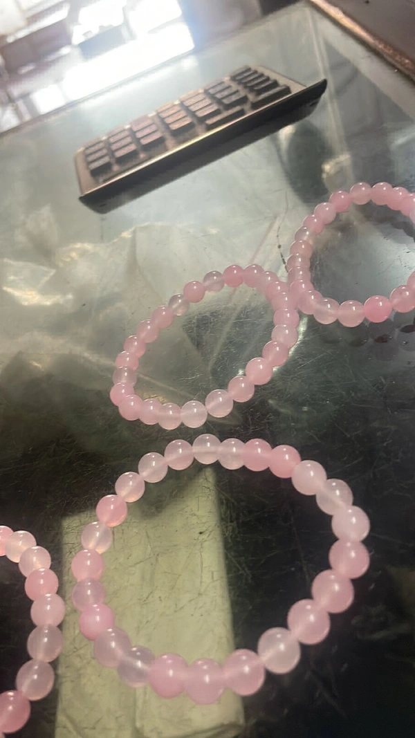 Meera Jewels Beads Bracelet - Pink, Rose Quartz