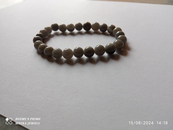 Meera Jewels Beads Bracelet - Gray, Grey Stone