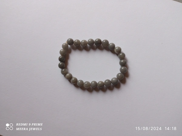 Meera Jewels Beads Bracelet - Gray, Grey Stone