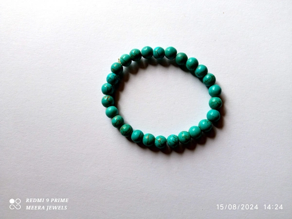 Meera Jewels Beads Bracelet - Eastern Blue, Blue Howlite / Turquoise