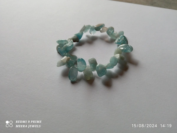 Meera Jewels Uncut Bracelet - Adjustable, Keppel, Blue Aquamarine