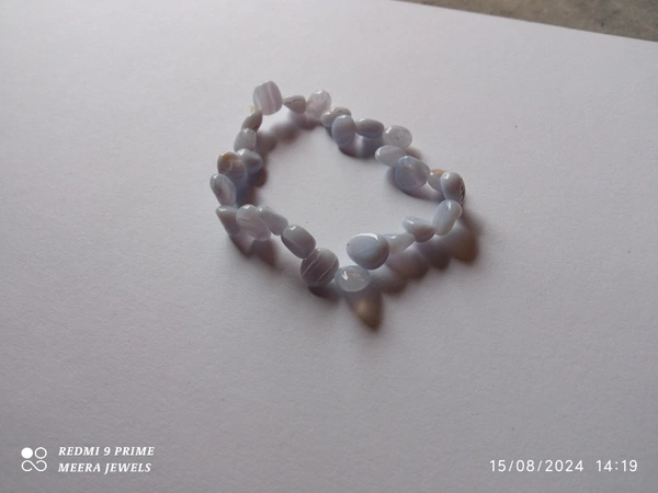 Meera Jewels Uncut Bracelet - Adjustable, Fountain Blue, Blue lace agate