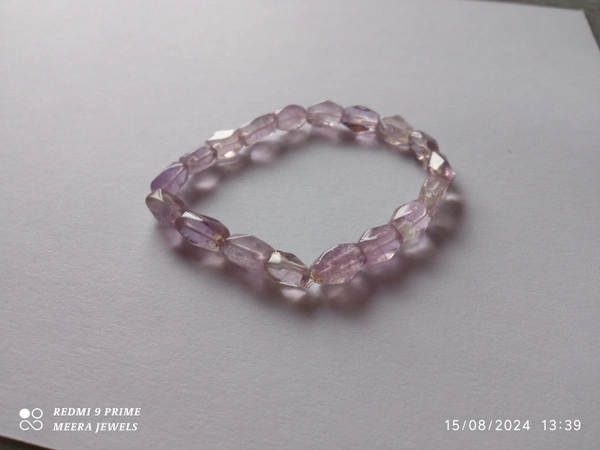Meera Jewels Shaped Bracelet - Adjustable, Fuchsia Pink, Faceted Amethyst