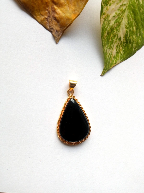 Meera Jewels Stone Pandents - Allports, Black agate