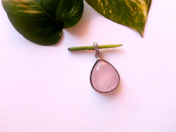 Meera Jewels Stone Pandents - Allports, Rose Quartz