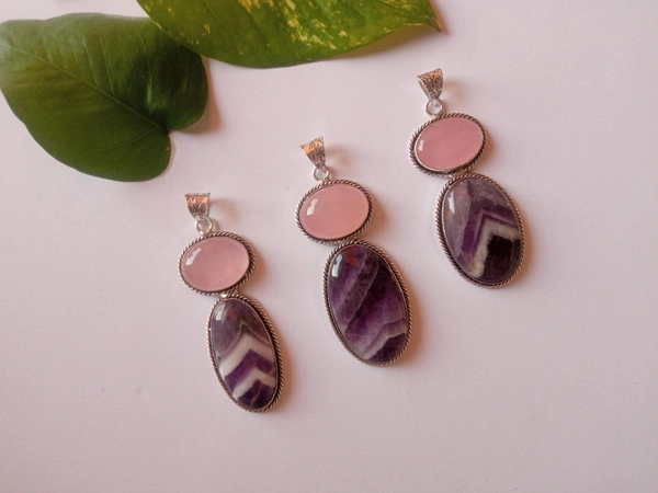 Meera Jewels Premium Pandents - Blue Bayoux, Rose Amethyst