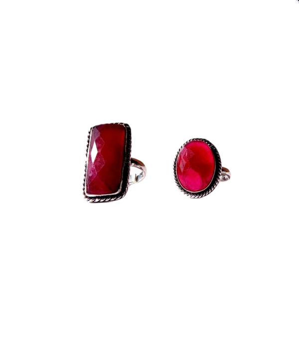Meera Jewels Stone Rings - Science Blue, Adjustable, Ruby