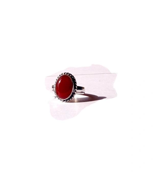 Meera Jewels Stone Rings - Science Blue, Adjustable, Red Onyx