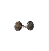 Meera Jewels Stone Rings - Science Blue, Adjustable, Labradorite