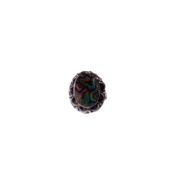 Meera Jewels Stone Rings - Science Blue, Adjustable, MOP(Mother Of Pearl)