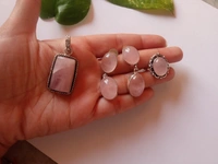 Meera Jewels Earring + Ring + Pandent + Bracelet (Rose Quartz)  - Adjustable, Rose quartz