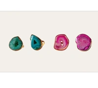 Meera Jewels Geode Ring Blue - Adjustable, Agate, Carnaby Tan