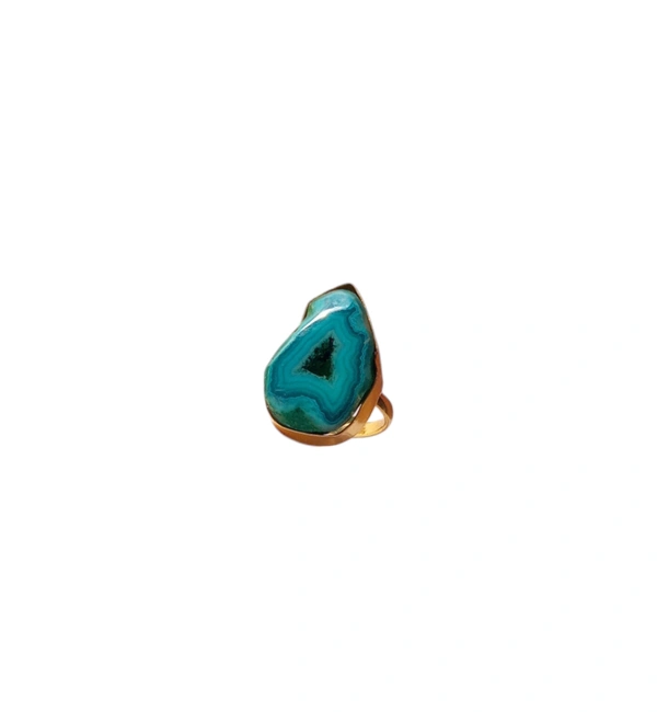 Meera Jewels Geode Ring Blue - Adjustable, Agate, Gigas