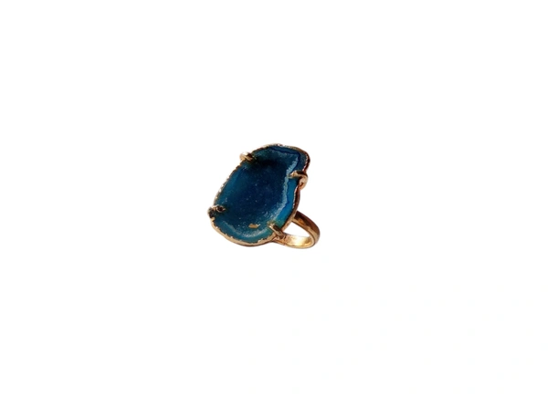 Meera Jewels Geode Ring Blue - Adjustable, Agate, Orient