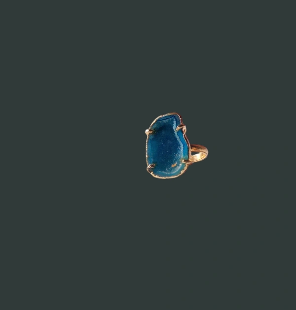 Meera Jewels Geode Ring Blue - Adjustable, Agate, Orient