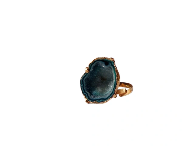 Meera Jewels Geode Ring Blue - Adjustable, Agate, Lochinvar