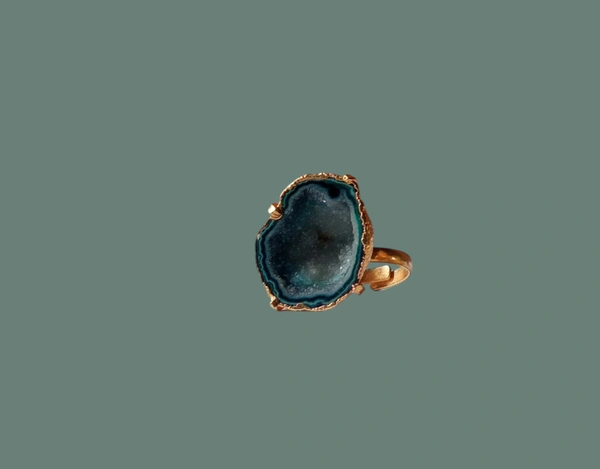 Meera Jewels Geode Ring Blue - Adjustable, Agate, Lochinvar