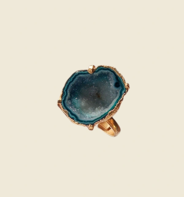 Meera Jewels Geode Ring Blue - Adjustable, Agate, Lochinvar