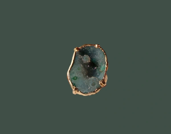 Meera Jewels Geode Ring Blue - Adjustable, Agate, Sea Nymph