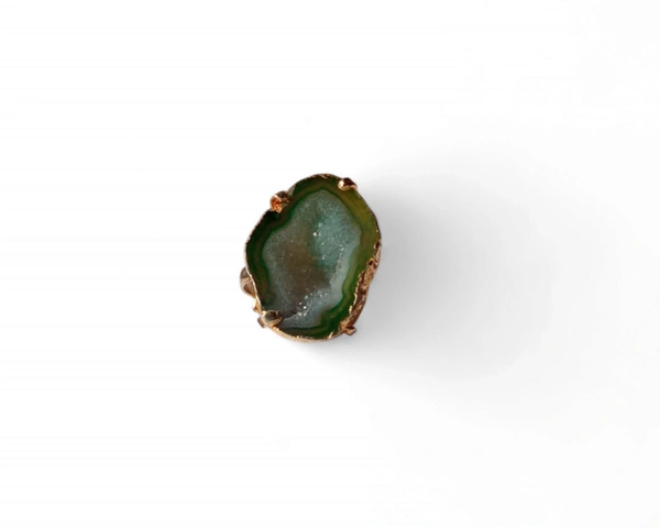 Meera Jewels Geode Ring Blue - Adjustable, Agate, Viridian