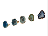 Meera Jewels Geode Ring Blue - Adjustable, Agate, Viridian