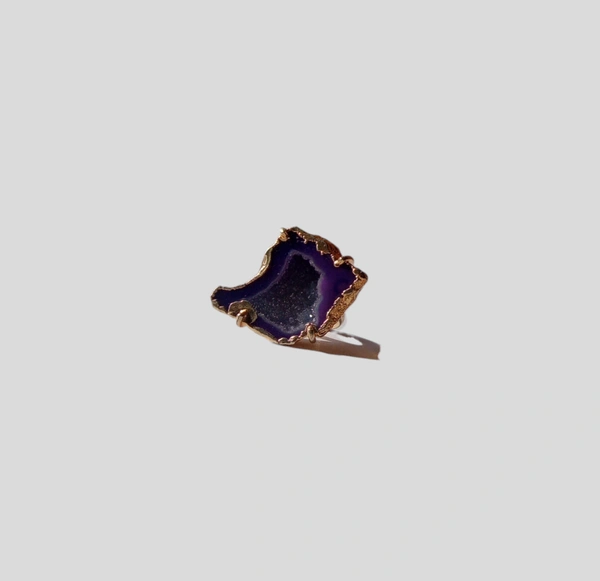 Meera Jewels Geode Ring Blue - Adjustable, Agate, Calypso