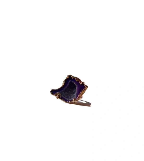 Meera Jewels Geode Ring Blue - Adjustable, Agate, Calypso