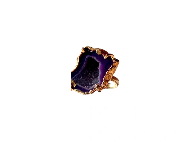 Meera Jewels Geode Ring Blue - Adjustable, Agate, Calypso