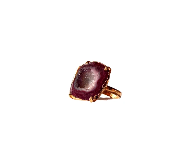 Meera Jewels Geode Ring Blue - Adjustable, Agate, Elf Green