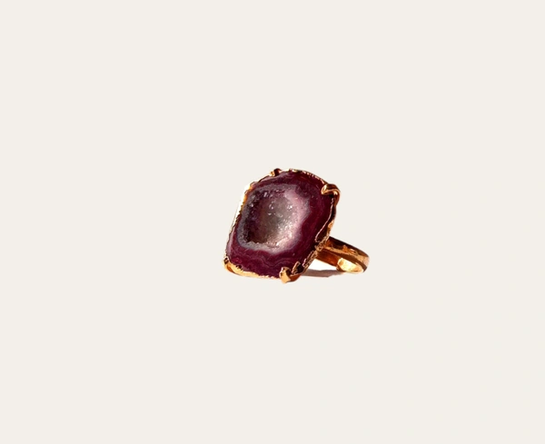 Meera Jewels Geode Ring Blue - Adjustable, Agate, Elf Green