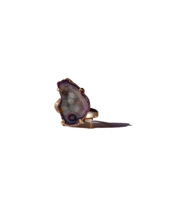 Meera Jewels Geode Ring Blue - Adjustable, Agate, Medium Red Violet