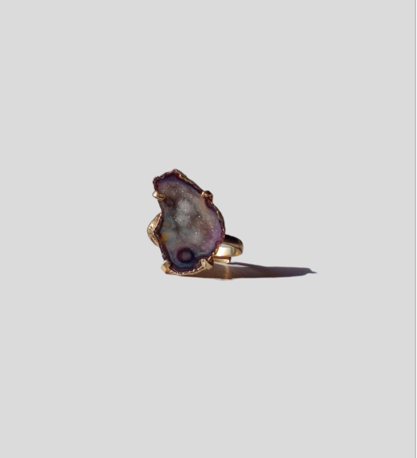 Meera Jewels Geode Ring Blue - Adjustable, Agate, Medium Red Violet