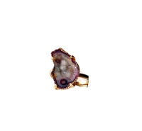 Meera Jewels Geode Ring Blue - Adjustable, Agate, Medium Red Violet