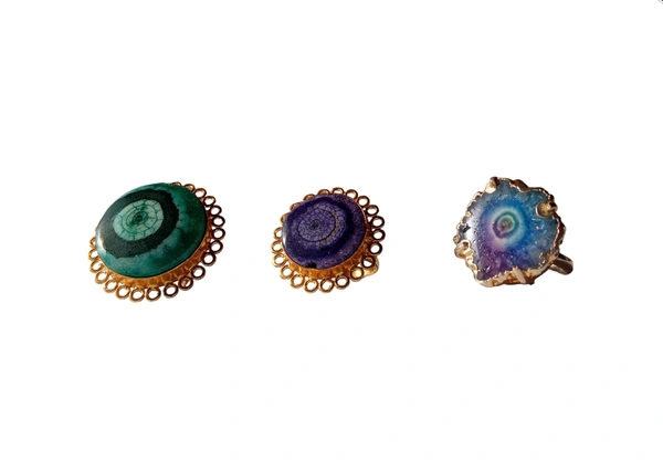 Meera Jewels Geode Ring Blue - Adjustable, Agate, Parsley