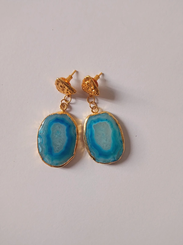 Meera Jewels Agate Earrings - Bondi Blue