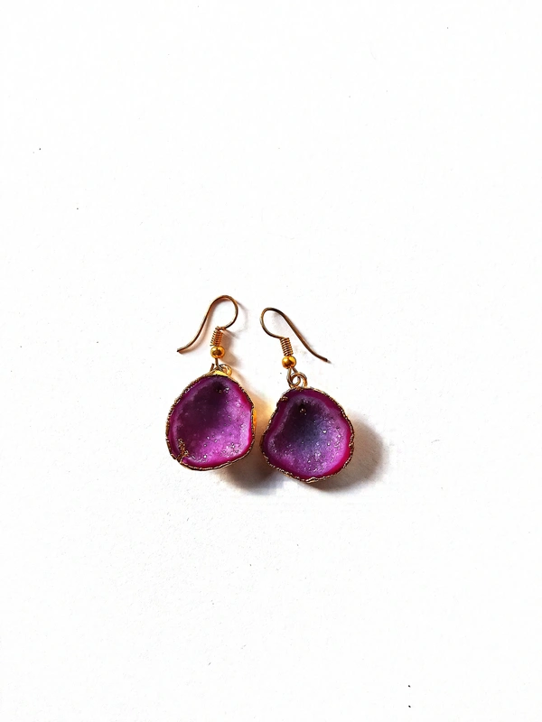 Meera Jewels Agate Earrings - Cardinal Pink