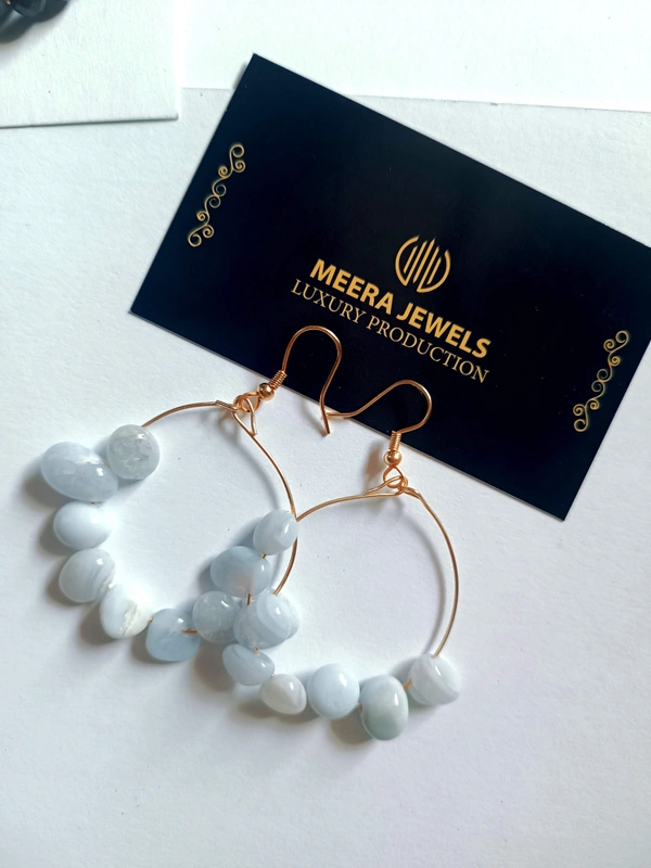 Meera Jewels Multi Stone Hoops - Calsalite