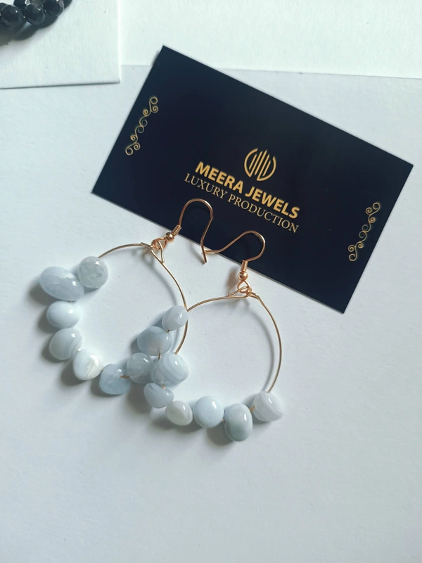 Meera Jewels Multi Stone Hoops - Calsalite